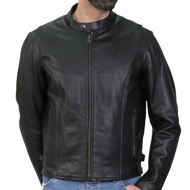 Hot Leathers JKM1027 Men’s Black ‘Utility-Pocket’ Leather Jacket