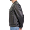 Men's black leather motorcycle jacket by Hot Leathers with zip-out lining, featuring a classic design and sturdy zip closure.