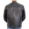 Men's black leather motorcycle jacket by Hot Leathers with zip-out lining, featuring classic design and sturdy construction.