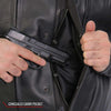 Men's black leather motorcycle jacket by Hot Leathers featuring a zip-out lining and classic design.
