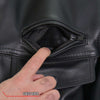Men's black leather motorcycle jacket with zip-out lining by Hot Leathers, featuring a classic design and sturdy construction.