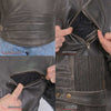Hot Leathers JKM1029 Men’s Distress Brown ‘Utility-Pocket’ Leather Jacket