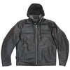 Hot Leathers JKM1030 Men’s Black ‘Utility-Pocket’ Leather Jacket with Flannel Lined Hood