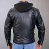 Hot Leathers JKM1030 Men’s Black ‘Utility-Pocket’ Leather Jacket with Flannel Lined Hood