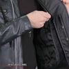 Hot Leathers JKM1030 Men’s Black ‘Utility-Pocket’ Leather Jacket with Flannel Lined Hood