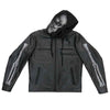 Hot Leathers men's skull and bones leather jacket with flannel lining, featuring detailed leather design and casual style.