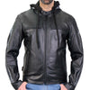 Hot Leathers Skull and Bones men's leather jacket with flannel lining, featuring detailed skull and bones design on the front.