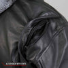 Men's Hot Leathers Skull and Bones leather jacket with flannel lining, featuring detailed skull and bones design on front.
