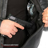 Hot Leathers JKM1032 Men’s Black ‘Skull Flag' Printed Leather Jacket with Utility Pockets