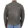 Hot Leathers JKM1033 Men’s Distress Grey ‘Café Racer' Leather Jacket with Utility Pockets