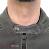 Hot Leathers JKM1033 Men’s Distress Grey ‘Café Racer' Leather Jacket with Utility Pockets