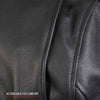 Men's black Hot Leathers Skull and Crossbones motorcycle leather jacket with front zipper and shoulder epaulets.