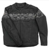 Hot Leathers JKM2002 Men’s Black ‘Reflective Skull' Printed Leather Jacket with Utility Pockets