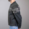 Hot Leathers JKM2002 Men’s Black ‘Reflective Skull' Printed Leather Jacket with Utility Pockets