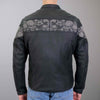 Hot Leathers JKM2002 Men’s Black ‘Reflective Skull' Printed Leather Jacket with Utility Pockets