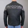 Hot Leathers JKM2002 Menâ€™s Black â€˜Reflective Skull' Printed Leather Jacket with Concealed Carry Pockets