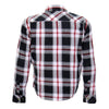 Men's red and white armored flannel jacket by Hot Leathers, stylish men's jacket with protective padding, shown in the image.