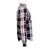 Men's red and white armored flannel jacket by Hot Leathers, featuring durable protective padding and classic plaid design.