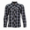 Men's black and white armored flannel jacket by Hot Leathers, featuring a rugged style and protective armor details.