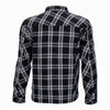 Men's Black and White armored flannel jacket by Hot Leathers, featuring rugged design and protective armor details.