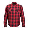Men's red and black armored flannel jacket by Hot Leathers, featuring protective padding and stylish design.