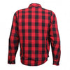 Men's red and black armored flannel jacket by Hot Leathers, featuring quilted armor and classic plaid design.