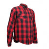 Men's red and black armored flannel jacket by Hot Leathers, featuring durable armor padding and classic plaid design.