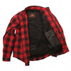 Men's red and black armored flannel jacket by Hot Leathers, featuring durable fabric and protective padding, front view.