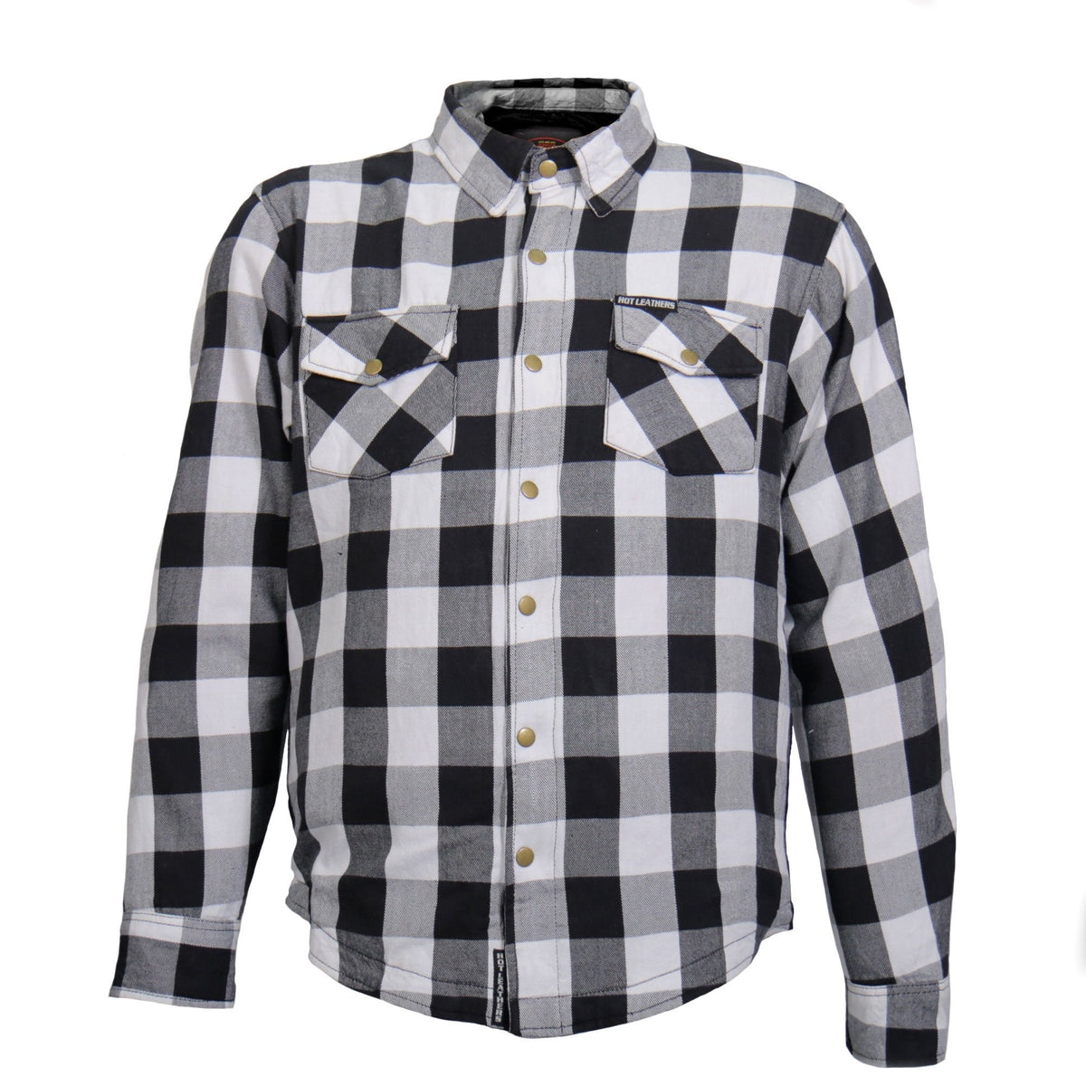 Men's white and black armored flannel jacket by Hot Leathers, featuring durable design and stylish urban wear details.