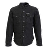 Men's Hot Leathers classic black denim flannel long sleeve shirt with armor, casual men's jacket with button closure and chest pockets.