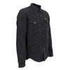 Men's Hot Leathers black denim flannel long sleeve shirt with armor, casual jacket for rugged style and protection.