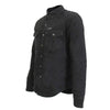 Men's Black Denim Flannel Long Sleeve Shirt by Hot Leathers with Armor, classic style, visible flannel pattern and rugged design.
