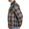 Hot Leathers JKM3202 Men's Grey Black and Orange Kevlar Reinforced Leather and Plaid Flannel Shirt