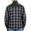 Men's grey and black Hot Leathers jacket with reinforced leather, plaid flannel details, featuring a rugged, stylish design.