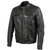 Milwaukee Leather men's black Road Racer motorcycle jacket with premium leather, front view, stylish and durable design.