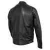 Milwaukee Leather men's black Road Racer motorcycle jacket, premium leather with back side view, durable men's jacket for motorcycling.