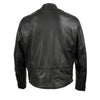 Milwaukee Leather men's black Road Racer motorcycle jacket with premium leather, back view showing detailed stitching and design.