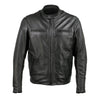 Milwaukee Leather men's black Road Racer motorcycle jacket with front zipper, premium leather, classic biker style.