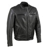 Milwaukee Leather men's black Road Racer motorcycle jacket made of premium leather, featuring a classic motorcycle jacket design.