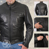 Milwaukee Leather men's black Road Racer motorcycle jacket made of premium leather, designed for motorcycle riding.