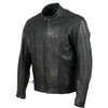 Milwaukee Leather men's black Air Stream motorcycle jacket with vented design, side laces, and premium leather construction.