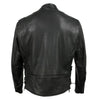 Back view of Hot Leathers men's Air Stream vented black leather motorcycle jacket with side laces, made in the USA.