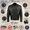 Men's Black Leather Motorcycle Jacket by Hot Leathers with reflective piping and premium craftsmanship, part of the Echo collection.