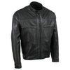 Men's Black Leather Motorcycle Jacket by Hot Leathers, Echo style with reflective piping, USA made premium men's jacket.