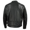 Back view of Hot Leathers Men's Rumble black leather motorcycle jacket, USA made men’s jacket with premium leather details.