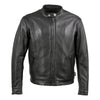 Front view of Hot Leathers men's Rumble black leather motorcycle jacket, made in the USA, featuring classic design and premium quality.