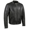 Black men's motorcycle jacket by Hot Leathers, premium leather Rumble jacket with classic design and USA-made craftsmanship.