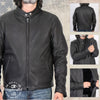 Black men's leather motorcycle jacket by Hot Leathers, Rumble model, made in the USA, featuring classic design and premium craftsmanship.