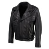Hot Leathers men's black leather vented motorcycle jacket featuring front design and premium USA-made craftsmanship.