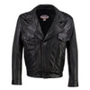 Men's Hot Leathers Revolve black leather motorcycle jacket with vented design, front view showcasing premium craftsmanship.